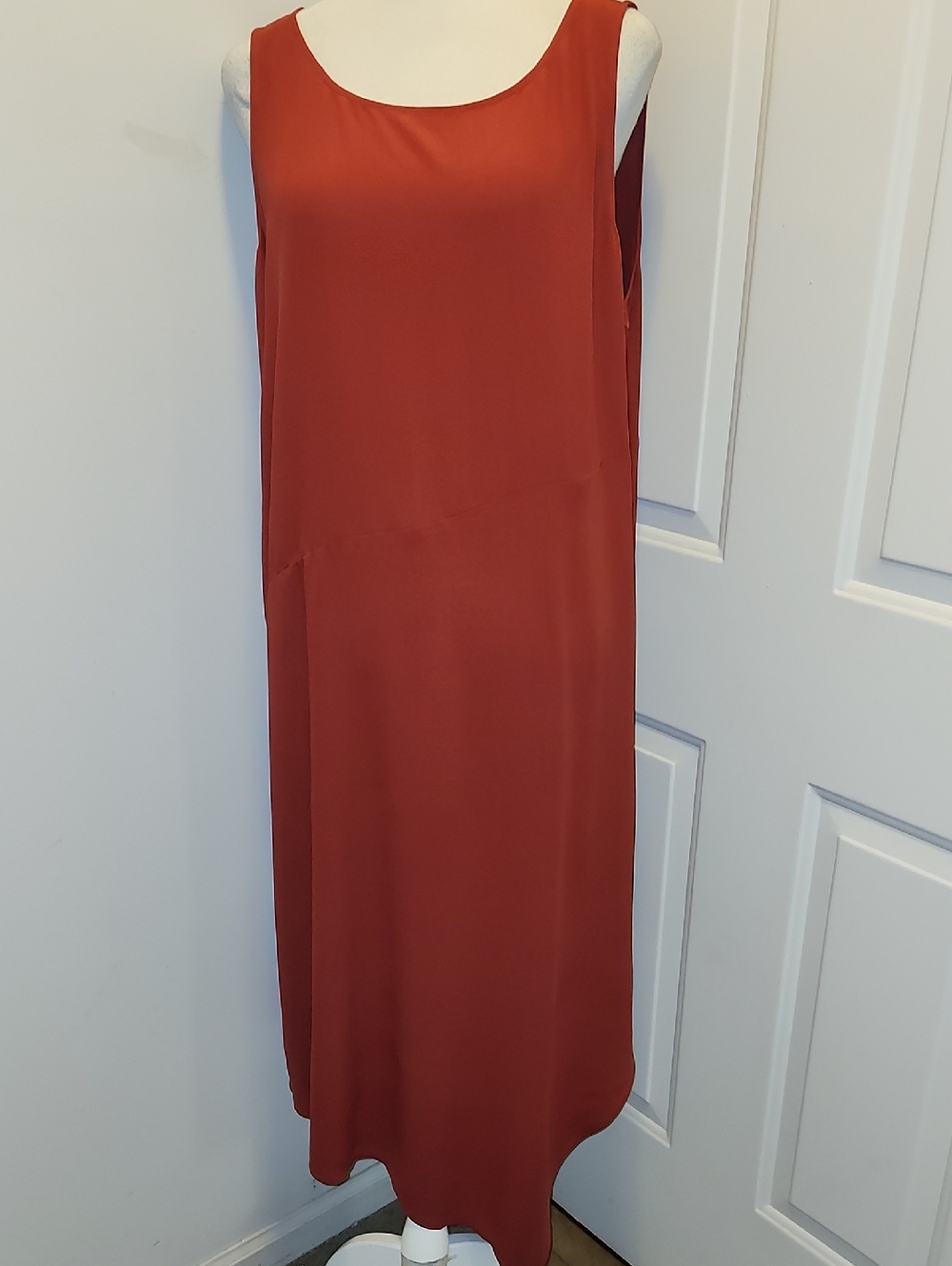 Eileen Fisher Sleeveless Silk Dress Angle Hem XL
